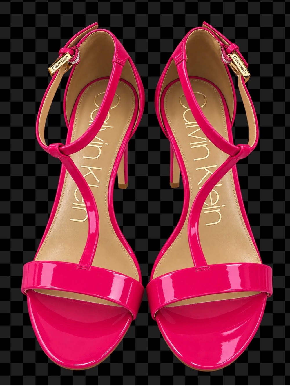 Calvin Klein Women's Bright Pink Patent T-Strap Heels